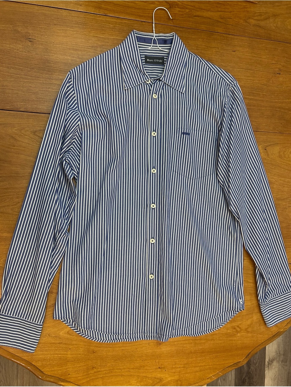 Men's Marc O’Polo Blue & White Striped Button-Down Shirt
